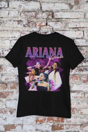 Camiseta Básica Preta – Bootleg Ariana Grande Algodão fio 30.1     