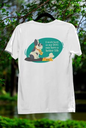 Camiseta Branca Dog Luxo – “Trabalho duro pelo meu cachorro” Algodão fio 30.1  Colorido   