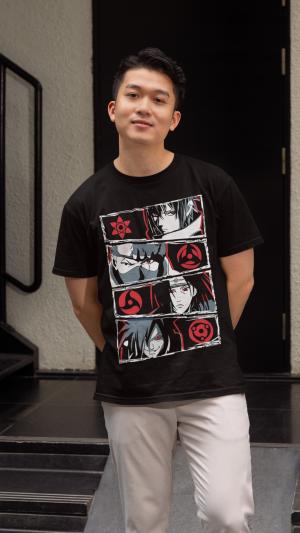 Camiseta Naruto Clã Uchiha – Estampa DTF em Algodão Fio 30.1 Algodão fio 30.1     