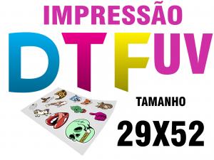 Impressão 29X52CM em DTF UV – Alta Qualidade, Durabilidade e Versatilidade! Film Pet 29X52 Colorido Tinta UV +  Verniz Corte Reto 