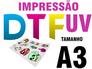 Impressão A3 em DTF UV – Alta Qualidade, Durabilidade e Versatilidade! Film Pet 29,7X42 Colorido Tinta UV +  Verniz Corte Reto 