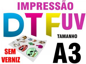 Impressão A3 em DTF UV Sem Verniz – Alta Qualidade E Durabilidade Film Pet 29,7X42 Colorido Tinta UV Sem Verniz Corte Reto 
