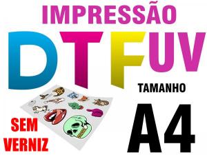 Impressão A4 em DTF UV SEM VERNIZ – Alta Qualidade e Durabilidade Film Pet 21X29 Colorido Tinta UV Sem Verniz Corte Reto 