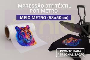 Impressão DTF Têxtil por Metro – Meio metro  (58x50cm) Pronto para Personalização Film Pet Meio metro  (58x50cm) Colorido Tinta Têxtil Corte Reto 